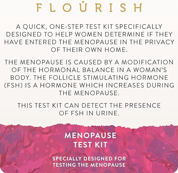 The Flourish Menopause Test Kit enables women to easily assess menopause at home by detecting follicle-stimulating hormone changes in urine, offering a convenient and reliable menopause testing experience.