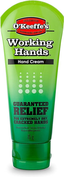 OKeeffes Working Hands Tube (80ML) by OKeeffes offers guaranteed relief for extremely dry, cracked hands. This unscented, non-greasy, hypoallergenic hand cream soothes with select herbal ingredients.