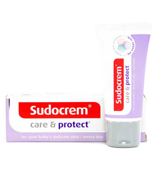 The Sudocrem Care and Protect Cream (30g) offers a protective barrier for babies sensitive skin to prevent nappy rash. The red, white, and purple packaging features an easy-to-use tube and box design.