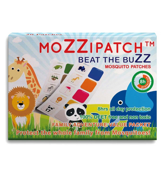 Mozzipatch Anti-Mosquito Stick on Patches for Kids (20 patches) by Mozzipatch features cartoon animals, offers 8 hours of mosquito protection, is DEET-free, non-toxic, and safe for the whole family.