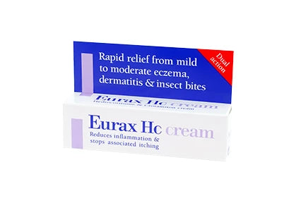 Eurax HC Cream (15g) from Eurax offers dual action relief, rapidly addressing mild to moderate eczema, dermatitis, and insect bites by effectively reducing inflammation and stopping the associated itching.