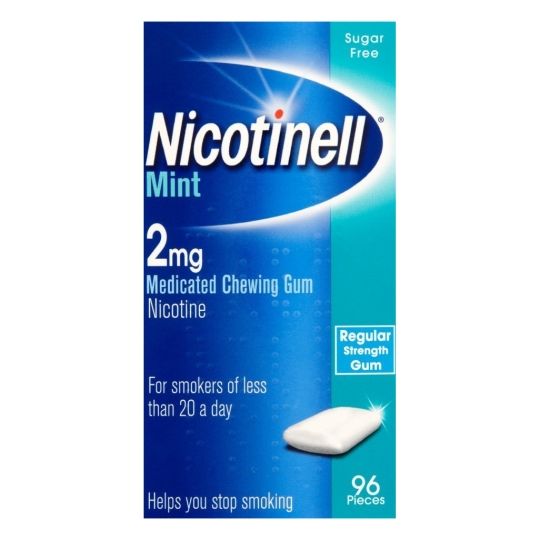 The Nicotinell Mint 2mg Medicated Chewing Gum (96s) is a sugar-free nicotine replacement therapy, offering 96 pieces of regular strength gum, ideal for those who smoke fewer than 20 cigarettes a day.