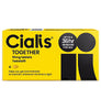 A yellow box of Cialis Together 10mg Tablets (Pack of 4) by Cialis, an over-the-counter erectile dysfunction treatment that helps maintain an erection and provides long-lasting ED relief with up to a 36-hour window for sex.