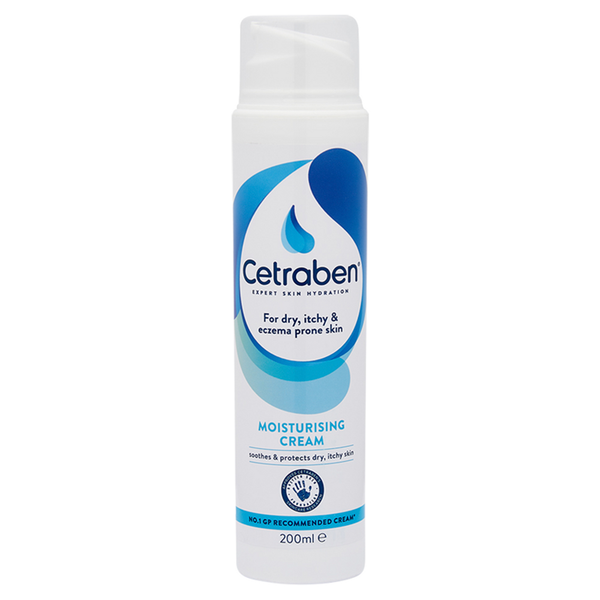 Cetraben Body Cream Moisturiser, in a 200ml bottle with a blue and white label, is perfect for soothing and protecting dry, eczema-prone skin. Fragrance-free, it calms dry and itchy conditions effectively.