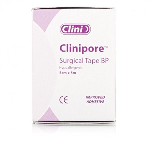 Clinipores Surgical Tape (5cm x 5m), in white and purple, is ideal for medical settings. Hypoallergenic with improved adhesive, it features the CE mark.