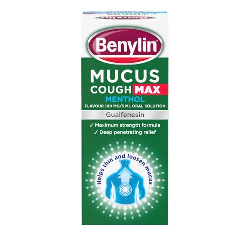 Benylin Mucus Cough Max Menthol (150 ml) oral solution, containing Guaifenesin, offers a maximum strength formula and deep penetrating relief for effective mucus relief and phlegm loosening to combat chesty coughs.