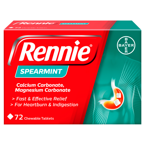 Rennie Heartburn & Indigestion Relief - Spearmint Green (72 Tablets)