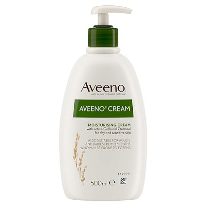 The 500ml Aveeno Cream offers a handy pump dispenser, perfect for adults and babies over 3 months with dry, sensitive skin. Enriched with natural colloidal oatmeal, it deeply hydrates to nourish and protect.