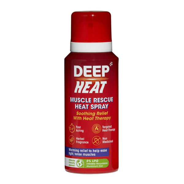Deep Heat Muscle Rescue Spray (72.5ml) by Deep Heat delivers fast-acting, targeted heat therapy with a herbal fragrance for non-medicinal relief of tight, tense muscles and muscle discomfort.