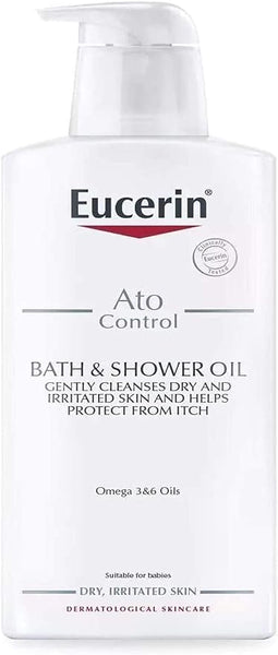 The Eucerin AtoControl Bath and Shower Oil (400ml) comes with a convenient pump dispenser and is enriched with Omega 3&6 oils to protect and gently cleanse dry, irritated skin, making it ideal even for babies delicate needs.