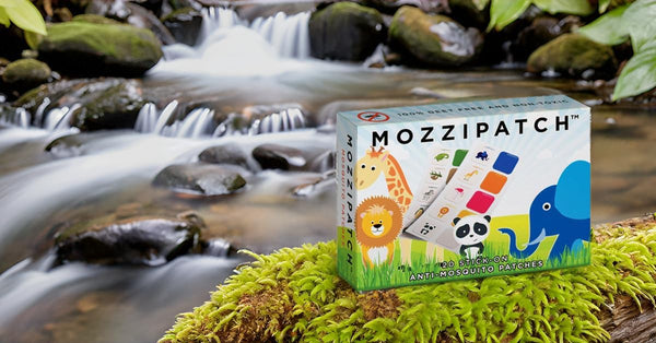 Mozzipatch Anti-Mosquito Stick on Patches for Kids (20 patches) by Mozzipatch feature cute animal designs and provide fast protection from insect bites, ideal for outdoor adventures in lush, green surroundings.
