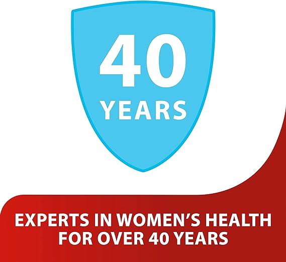 A blue shield saying 40 YEARS in white sits above a red banner stating EXPERTS IN WOMENS HEALTH FOR OVER 40 YEARS. CanesOasis provides trusted care with products like its cranberry-flavored Canesoasis Cystitis Relief Oral Solution (6 sachets).