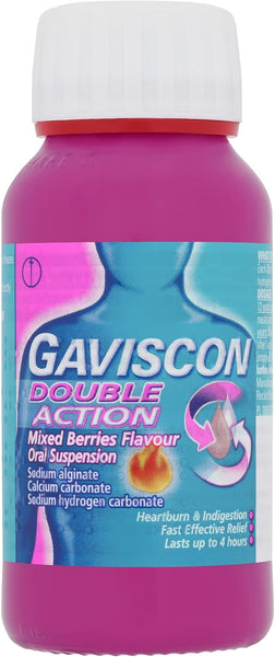 Gaviscon Double Action Heartburn & Indigestion Liquid Mixed Berries Flavour (150ml)