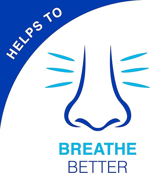 The illustration features a nose with blue lines for airflow, surrounded by HELPS TO BREATHE BETTER. Subtle hints of allergy relief and Sterimar Breathe Easy Daily Nasal Spray (50ml) enhance the message, with HELPS TO on the border and BREATHE BETTER below.