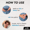 Instructional image shows hands with Schwarzkopf Got2B Beach Matt Paste (100ml), rubbing palms, then styling hair. Text: How to use: apply on dry/damp hair, rub into palms, then tousle or shape hair for a matte finish.