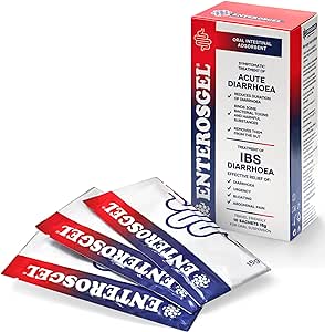 A box of Enterosgel Sachets - 10 x 15g Sachets showcases its promise for effective IBS treatment, highlighting its role as an intestinal adsorbent with benefits like toxin removal and microbiome protection.