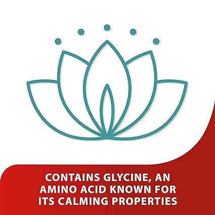 A stylized lotus illustration sits above the text. The red curved section below states: Contains glycine, an amino acid known for its calming properties. Perfect for intimate area care, Canesfresh Soothing Gel Wash (200ml) by Canesfresh provides soothing and refreshing effects.