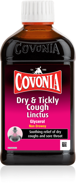 Covonia Dry and Tickly Cough Linctus (300ml) by Covonia offers non-drowsy, soothing relief for dry coughs and sore throats.