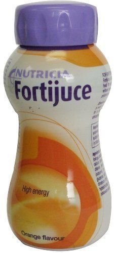 Nutricias Fortijuice Orange (200ml) is a high-energy nutritional drink packed with essential nutrients, featuring a vibrant orange flavor. It has a purple cap and an eye-catching orange gradient design.