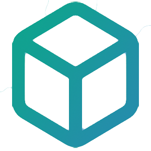 A gradient blue and green hexagonal icon with a three-dimensional appearance. The design resembles a cube or a box viewed corner-on. The icon is simple and stylized with no text or additional elements.